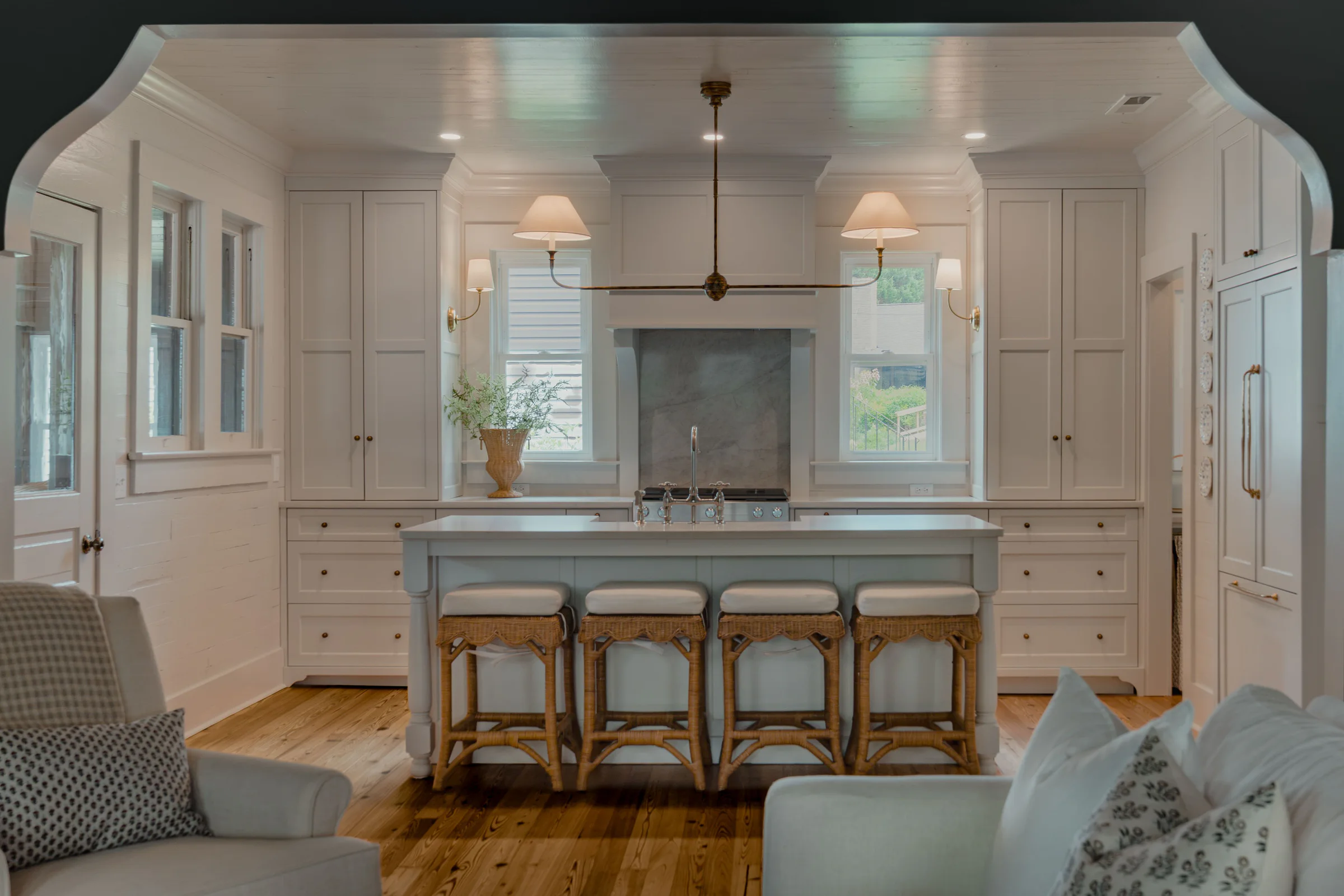 Luxury real estate photography of a bright custom kitchen in Alabama